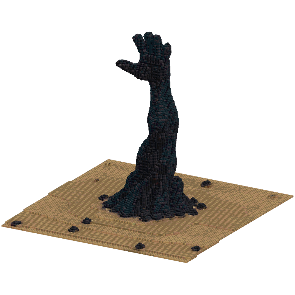 Giant Obsidian Arm rising up from t... | Minecraft Build - BlockGPT