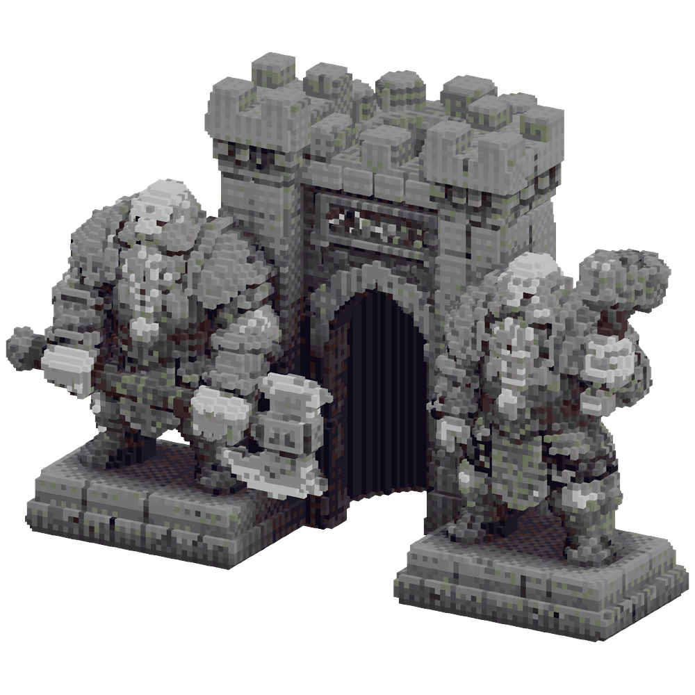 Two massive dwarven warrior statues... | Minecraft Build - BlockGPT