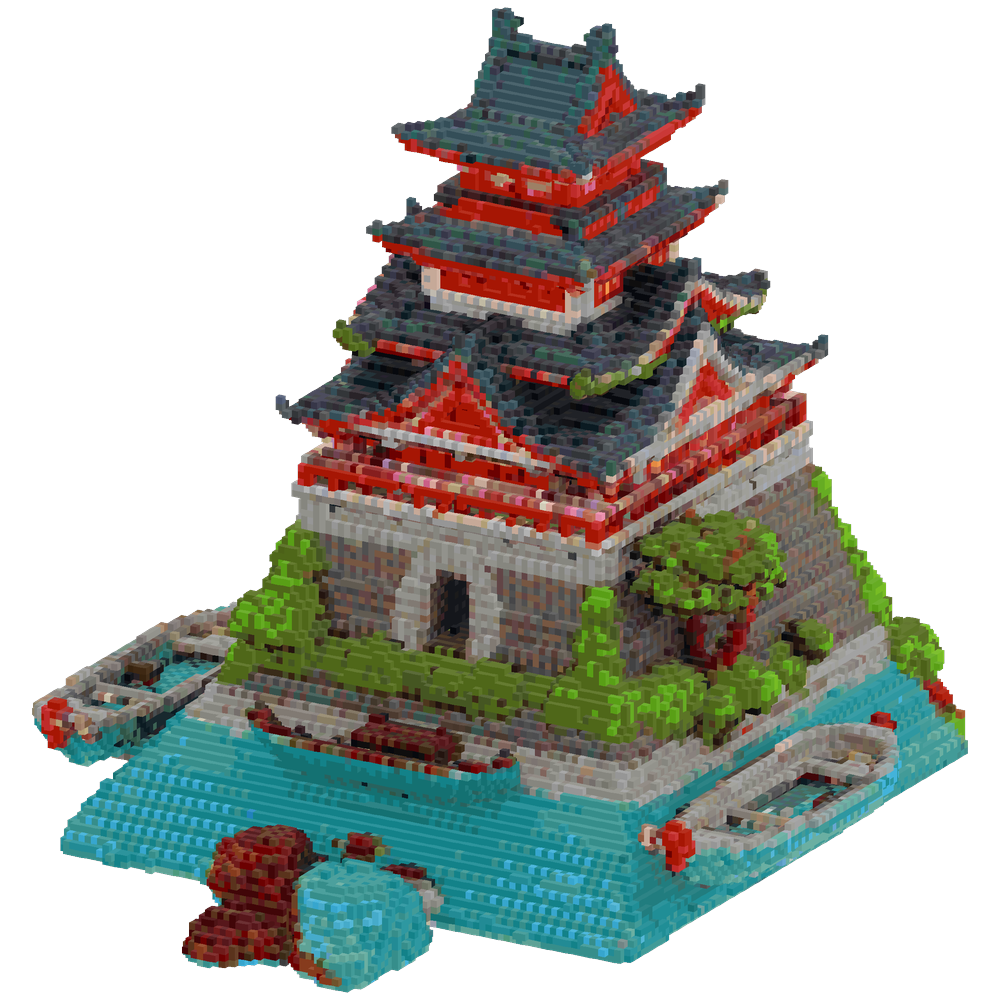 Japanese castle with a city and doc... | Minecraft Build - BlockGPT