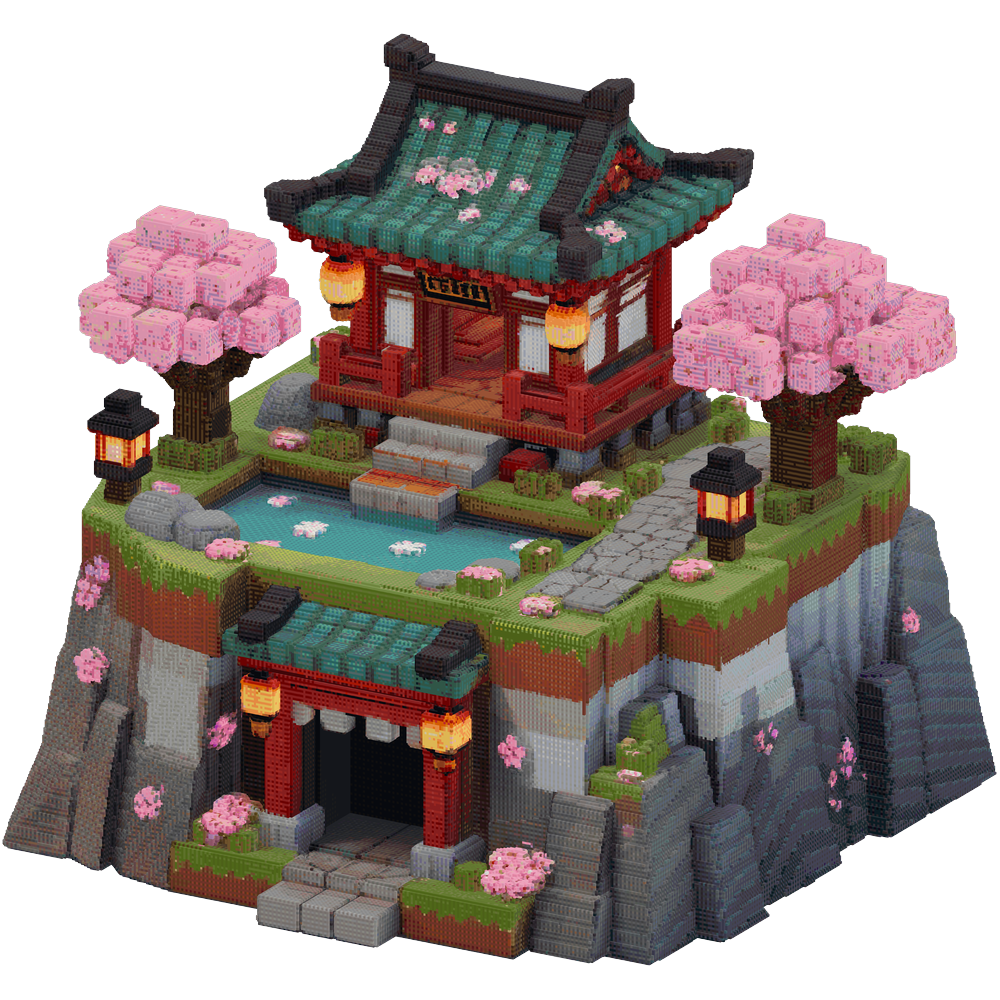 Large cherry blossom samurai base o... | Minecraft Build - BlockGPT