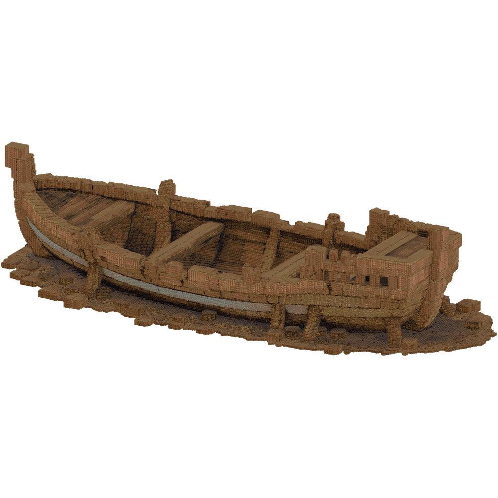 Generate me a washed up medieval bo... | Minecraft Build - BlockGPT