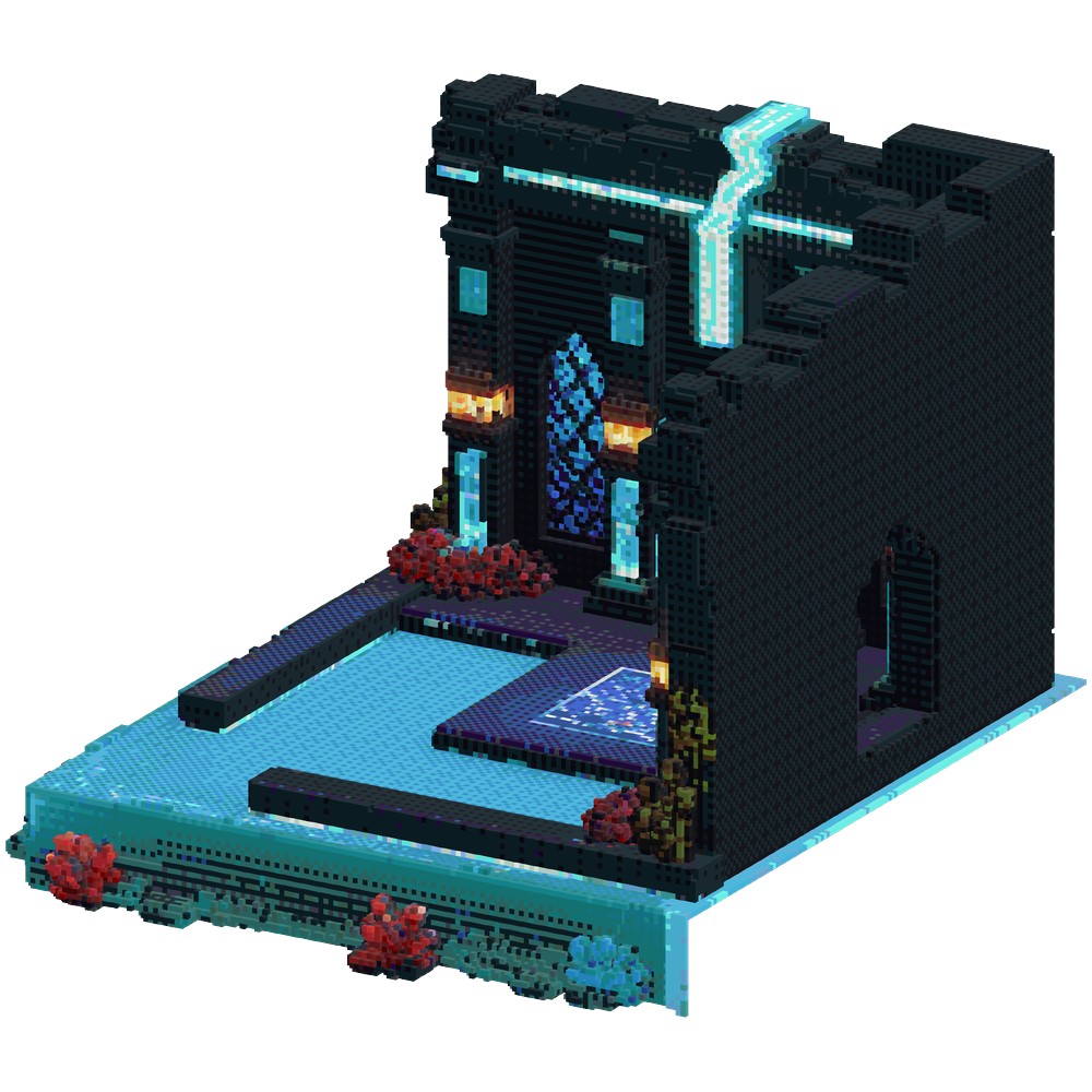 A partially sunken ocean temple are... | Minecraft Build - BlockGPT