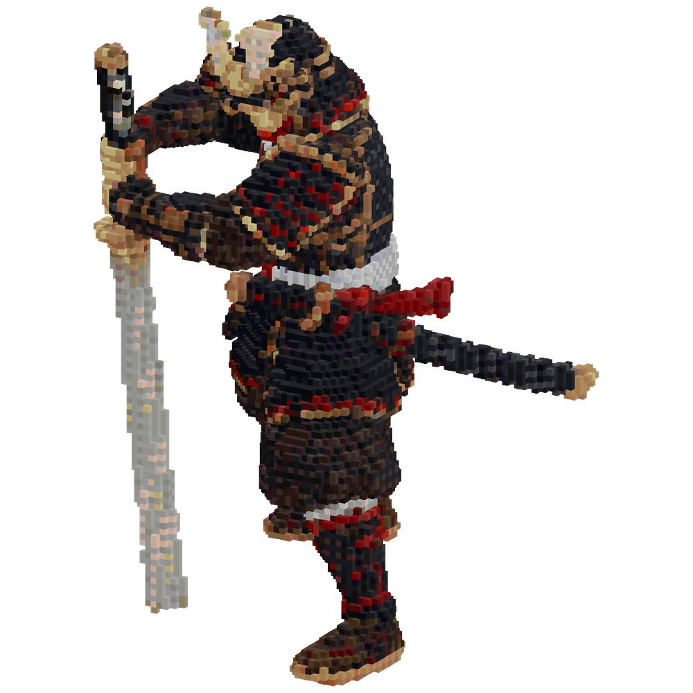 make a samurai with a sword stickin... | Minecraft Build - BlockGPT