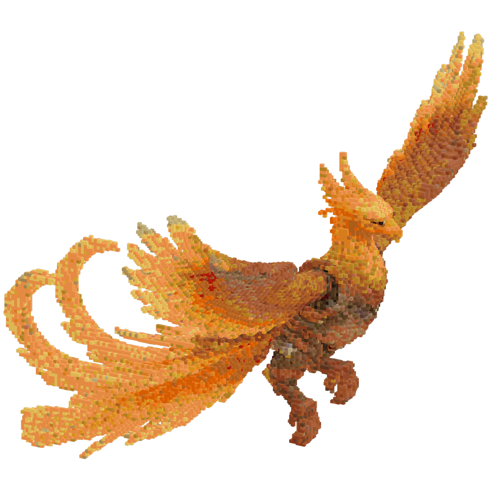 Create a golden phoenix in mid-flig... | Minecraft Build - BlockGPT