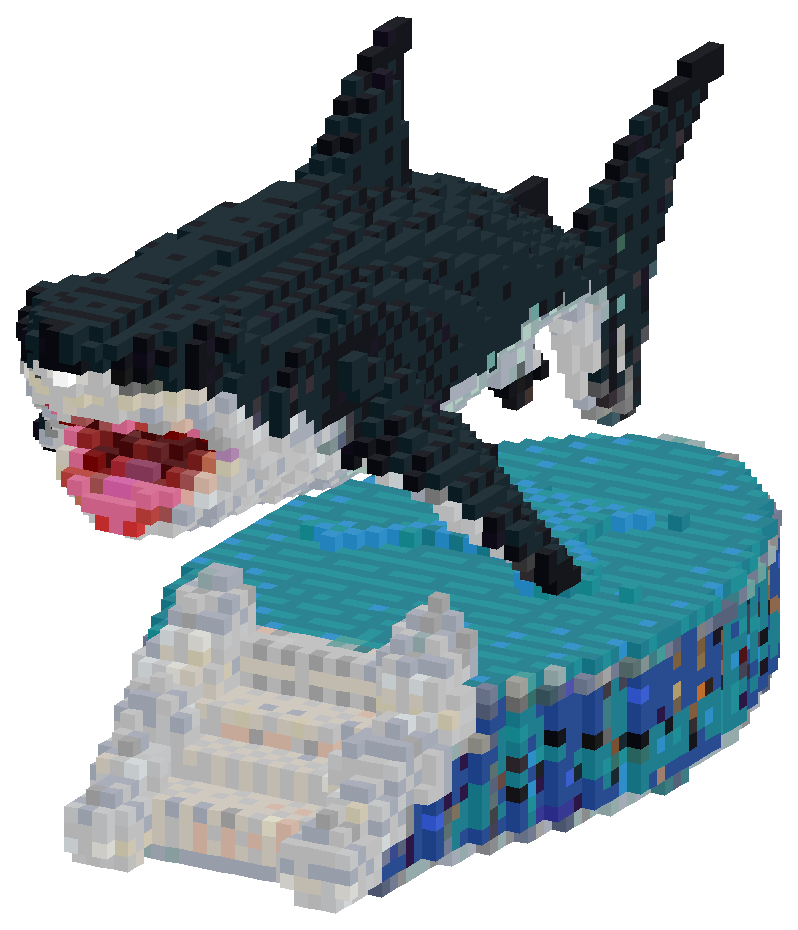 A cinematic Great White Shark jumpi... | Minecraft Build - BlockGPT
