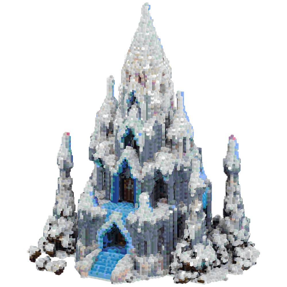 ice castle big base with arches and... | Minecraft Build - BlockGPT