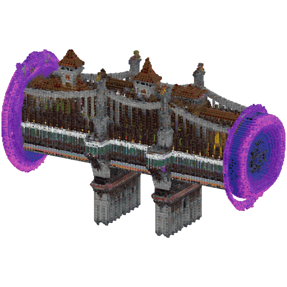 A floating bridge with portals on e... | Minecraft Build - BlockGPT