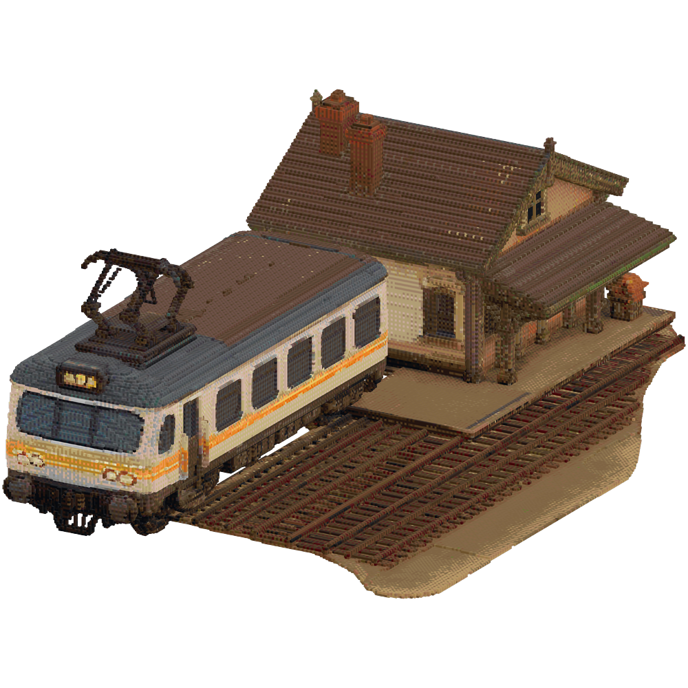 A medium sized rural passenger-trai... | Minecraft Build - BlockGPT