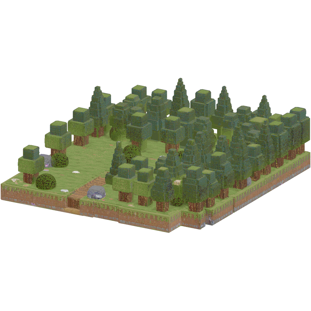 create a large scale natural forest... | Minecraft Build - BlockGPT