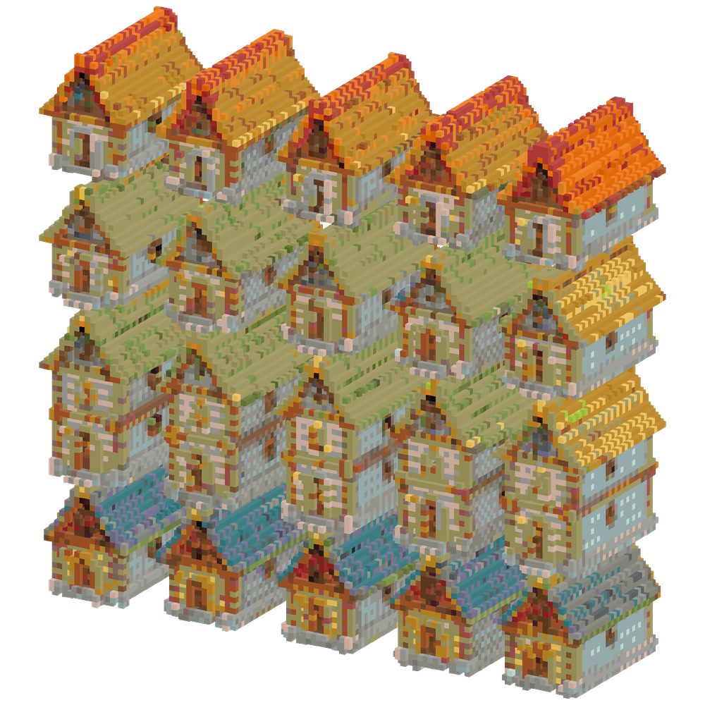 A set of 30 complete un-textured me... | Minecraft Build - BlockGPT