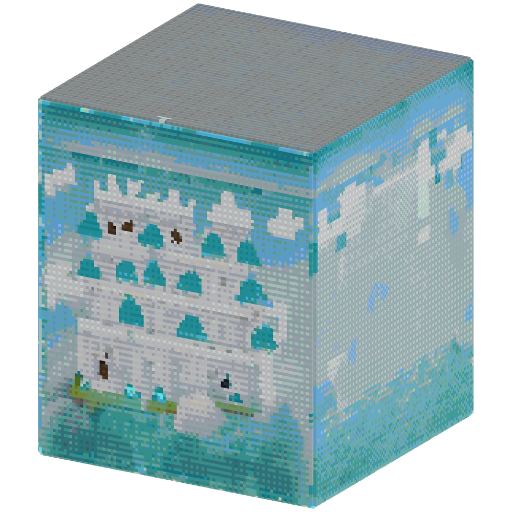 Minecraft-style floating glass cube... | Minecraft Build - BlockGPT