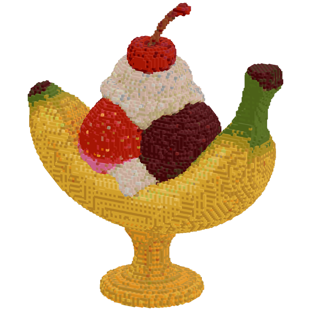 A Banana split sundae with Strawber... | Minecraft Build - BlockGPT
