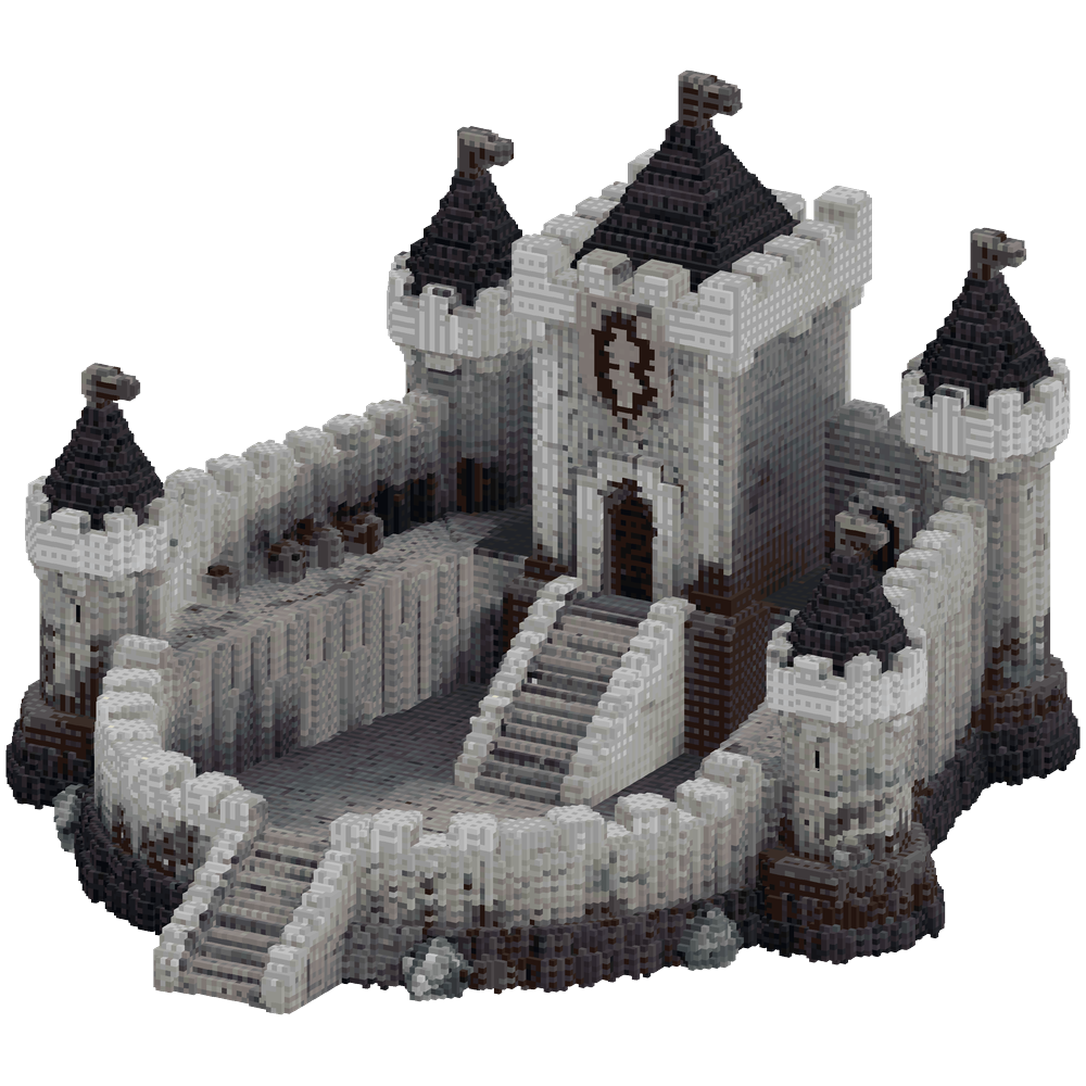 Generate a symmetrical medieval imp... | Minecraft Build - BlockGPT